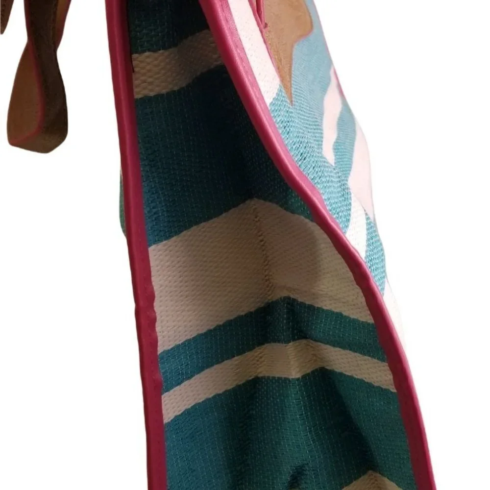 Nieman Marcus Pink & Blue Shopping Beach Tote Bag 14" - Picture 4 of 9